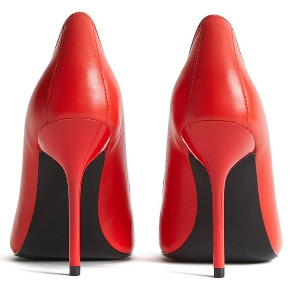 Reiss Bramley Pointed Toe Pump Heels Size 38 7.5 Reddish Orange Leather NEW $290 - Picture 3 of 15